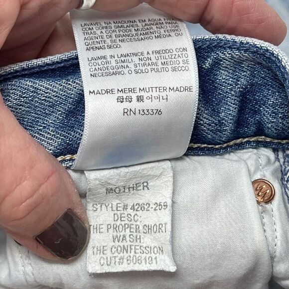 MOTHER Blue Distressed Jean Shorts - Picture 6 of 6